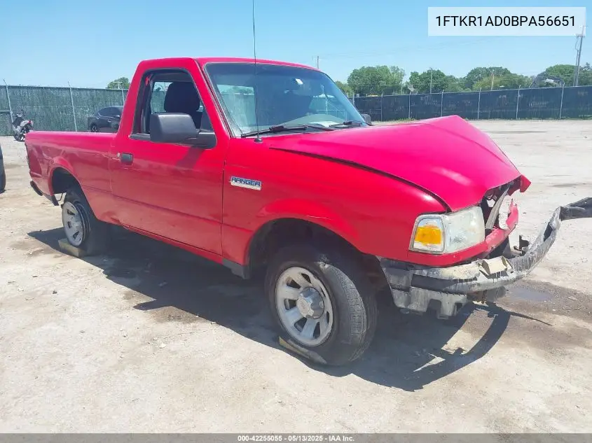 2011 Ford Ranger Xl VIN: 1FTKR1AD0BPA56651 Lot: 42255055