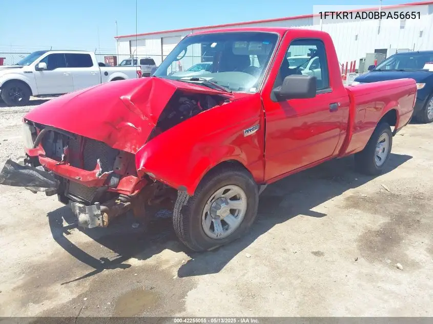 2011 Ford Ranger Xl VIN: 1FTKR1AD0BPA56651 Lot: 42255055