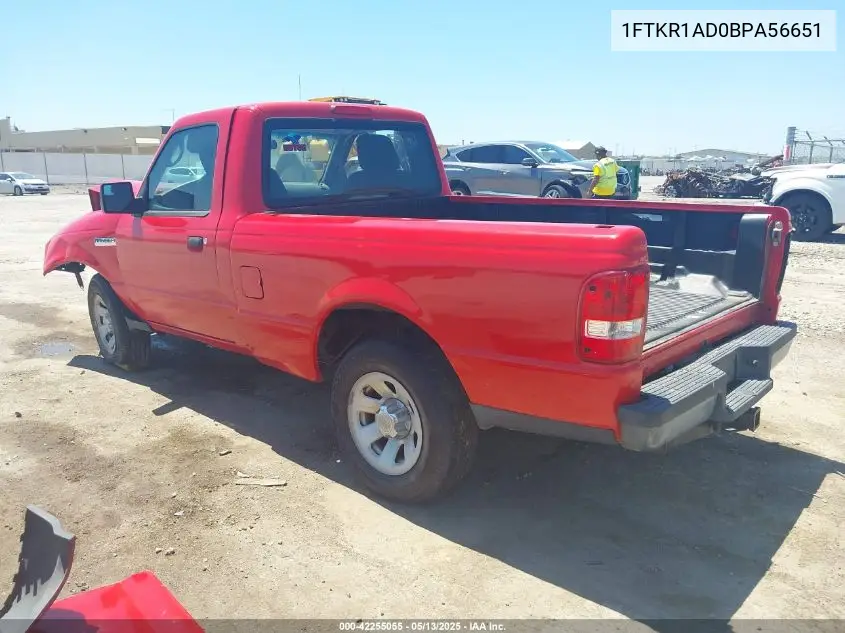 2011 Ford Ranger Xl VIN: 1FTKR1AD0BPA56651 Lot: 42255055