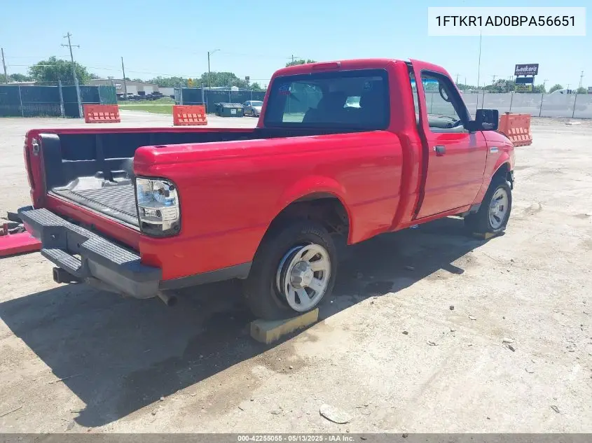 2011 Ford Ranger Xl VIN: 1FTKR1AD0BPA56651 Lot: 42255055