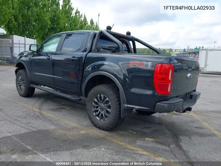 2020 Ford Ranger Xl/Xlt/Lariat VIN: 1FTER4FH0LLA02933 Lot: 40006451