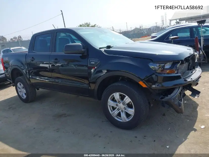 2020 Ford Ranger Xl VIN: 1FTER4EH7LLA58692 Lot: 42599449