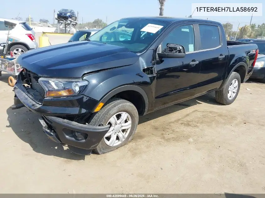2020 Ford Ranger Xl VIN: 1FTER4EH7LLA58692 Lot: 42599449