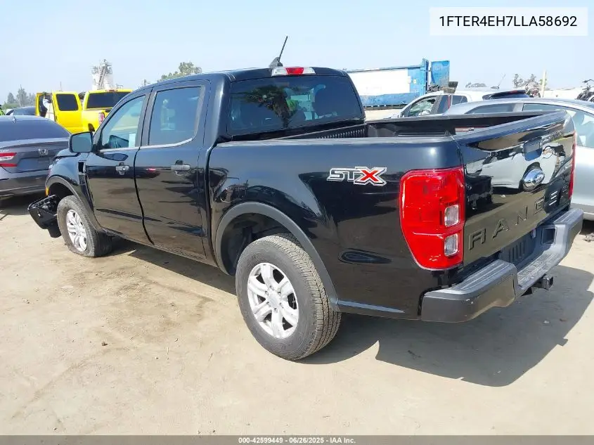 2020 Ford Ranger Xl VIN: 1FTER4EH7LLA58692 Lot: 42599449