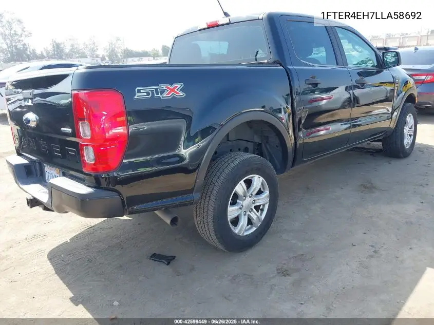 2020 Ford Ranger Xl VIN: 1FTER4EH7LLA58692 Lot: 42599449