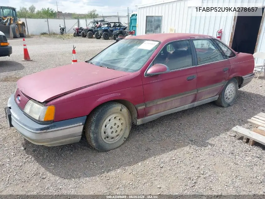 1989 Ford Taurus Gl VIN: 1FABP52U9KA278657 Lot: 42349469