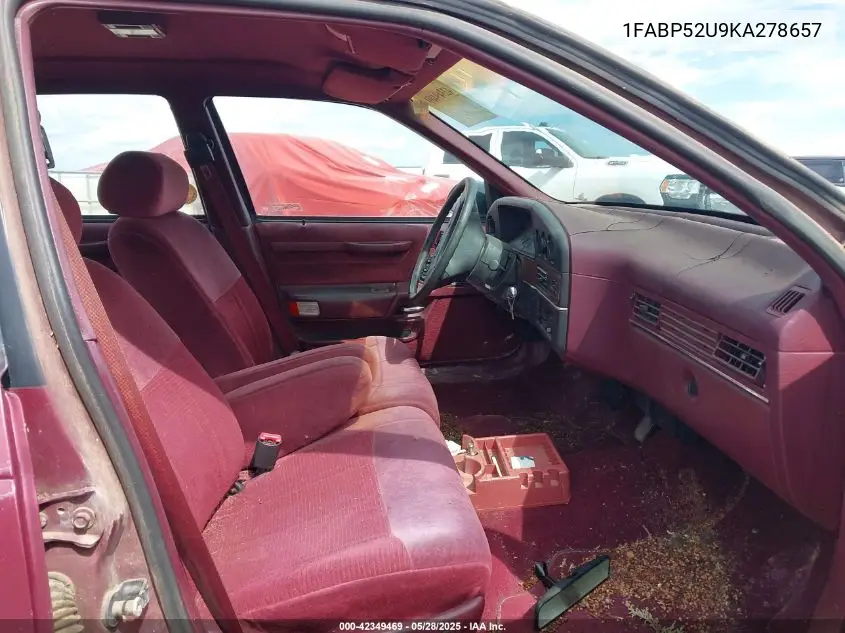 1989 Ford Taurus Gl VIN: 1FABP52U9KA278657 Lot: 42349469