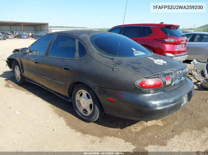 1998 Ford Taurus Lx/Se VIN: 1FAFP52U2WA259200 Lot: 42195969