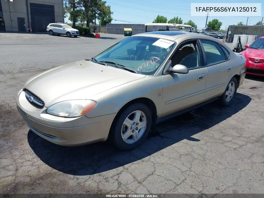 2000 Ford Taurus Sel VIN: 1FAFP56S6YA125012 Lot: 42676959