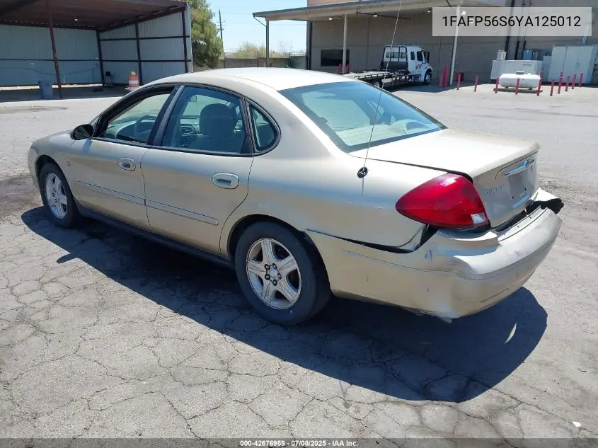 2000 Ford Taurus Sel VIN: 1FAFP56S6YA125012 Lot: 42676959