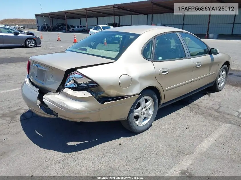 2000 Ford Taurus Sel VIN: 1FAFP56S6YA125012 Lot: 42676959