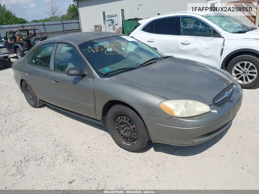 2002 Ford Taurus Lx VIN: 1FAFP52UX2A258550 Lot: 42576358
