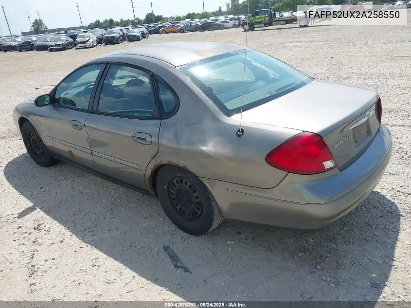 2002 Ford Taurus Lx VIN: 1FAFP52UX2A258550 Lot: 42576358
