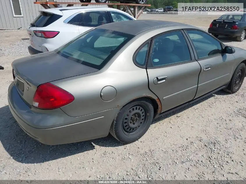 2002 Ford Taurus Lx VIN: 1FAFP52UX2A258550 Lot: 42576358
