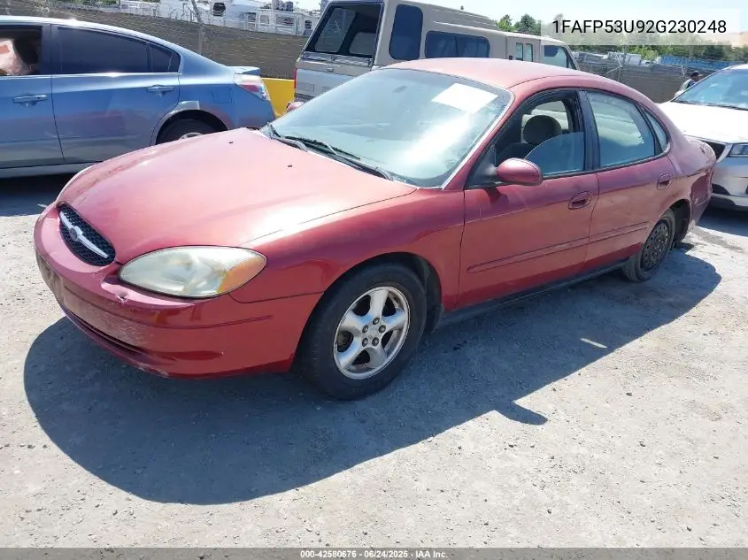 2002 Ford Taurus Se VIN: 1FAFP53U92G230248 Lot: 42580676