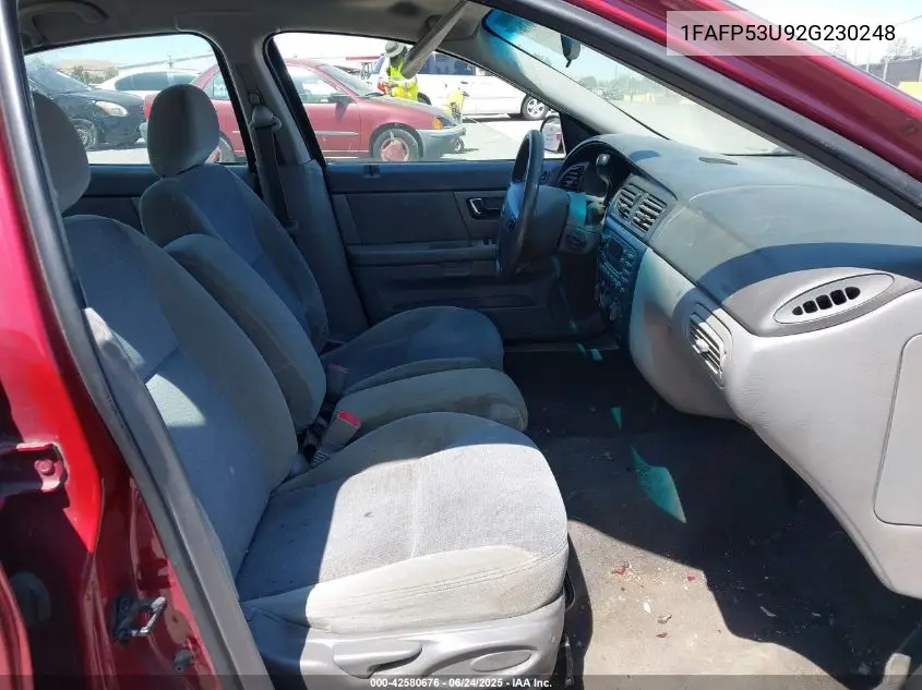 2002 Ford Taurus Se VIN: 1FAFP53U92G230248 Lot: 42580676