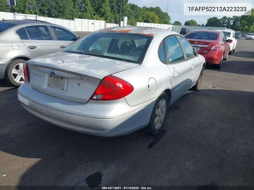2002 Ford Taurus Lx VIN: 1FAFP52212A223233 Lot: 42715451