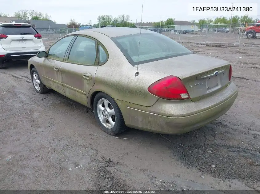 2003 Ford Taurus Se VIN: 1FAFP53U33A241380 Lot: 42201891