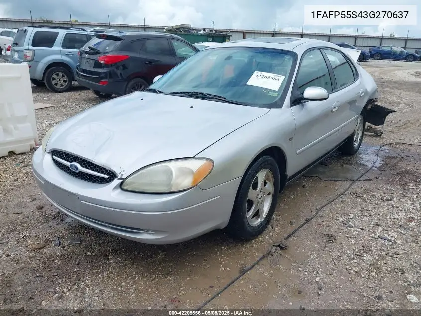 2003 Ford Taurus Ses VIN: 1FAFP55S43G270637 Lot: 42205556