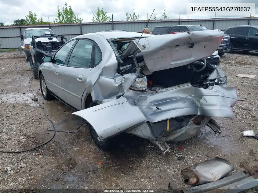 2003 Ford Taurus Ses VIN: 1FAFP55S43G270637 Lot: 42205556