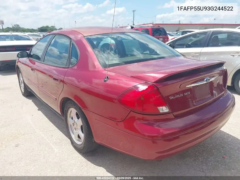 2003 Ford Taurus Ses VIN: 1FAFP55U93G244522 Lot: 42234122