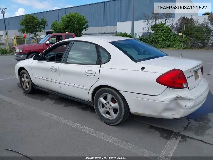 2003 Ford Taurus Se VIN: 1FAFP53U03A121522 Lot: 42255783