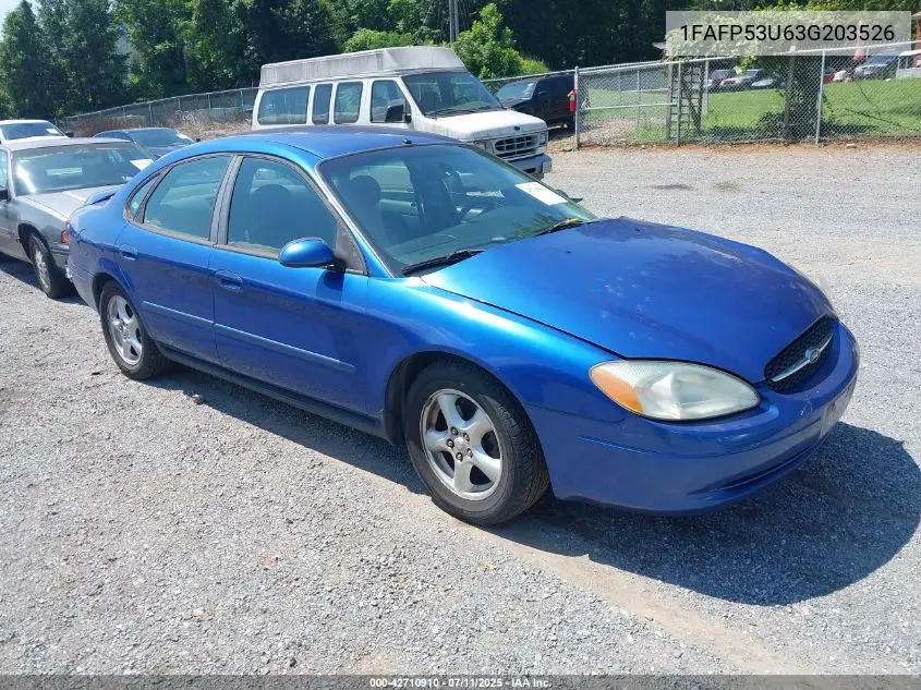 2003 Ford Taurus Se VIN: 1FAFP53U63G203526 Lot: 42710910