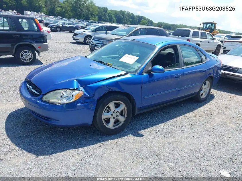2003 Ford Taurus Se VIN: 1FAFP53U63G203526 Lot: 42710910
