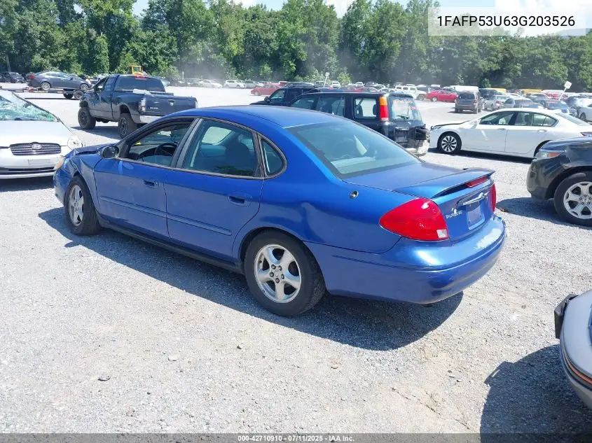 2003 Ford Taurus Se VIN: 1FAFP53U63G203526 Lot: 42710910