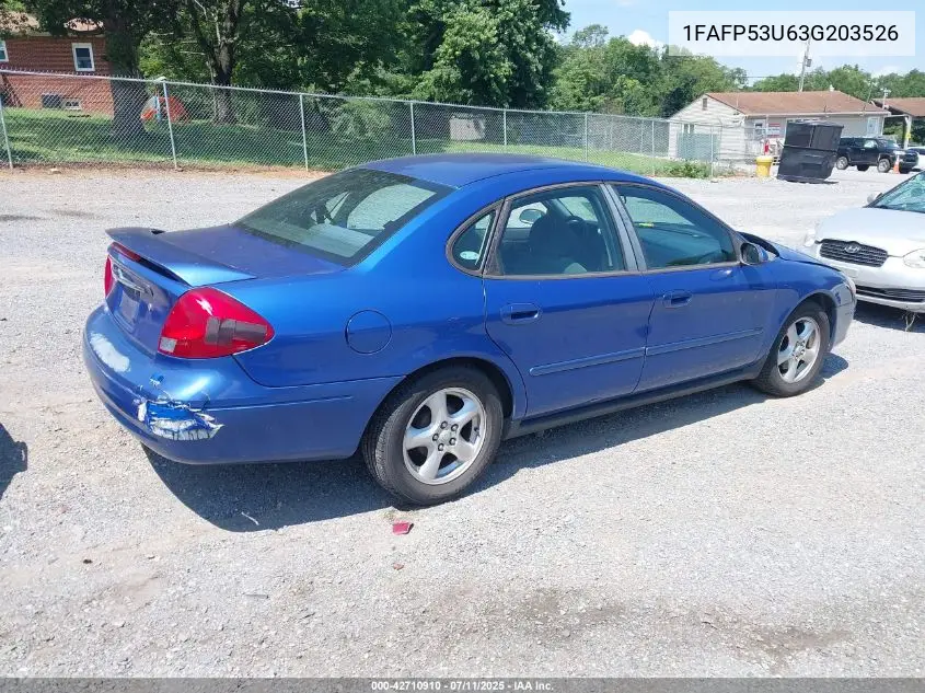 2003 Ford Taurus Se VIN: 1FAFP53U63G203526 Lot: 42710910