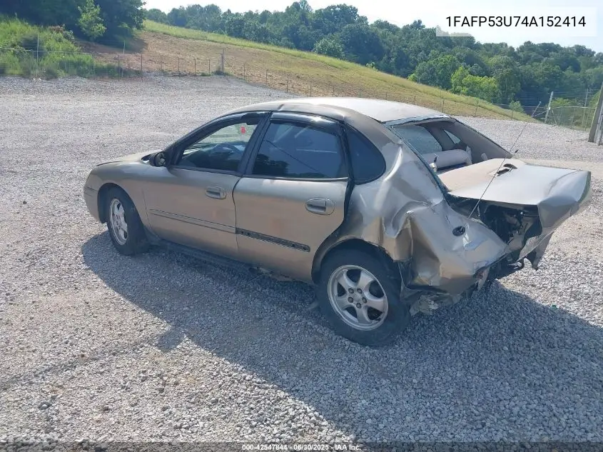 2004 Ford Taurus Se VIN: 1FAFP53U74A152414 Lot: 42547844
