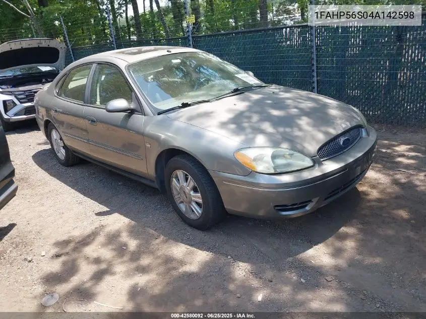 2004 Ford Taurus Sel VIN: 1FAHP56S04A142598 Lot: 42580092