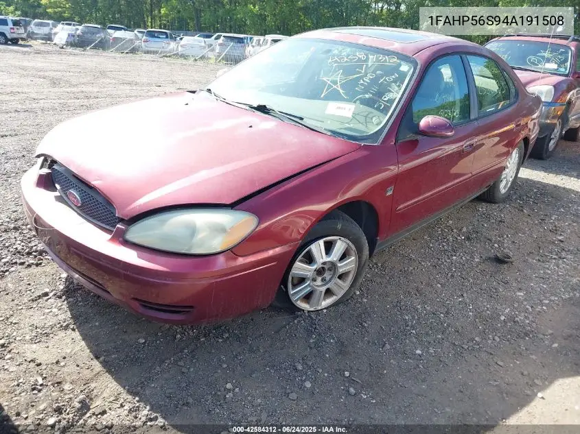 2004 Ford Taurus Sel VIN: 1FAHP56S94A191508 Lot: 42584312