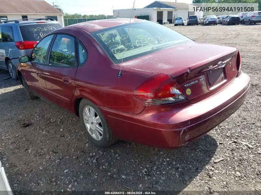 2004 Ford Taurus Sel VIN: 1FAHP56S94A191508 Lot: 42584312