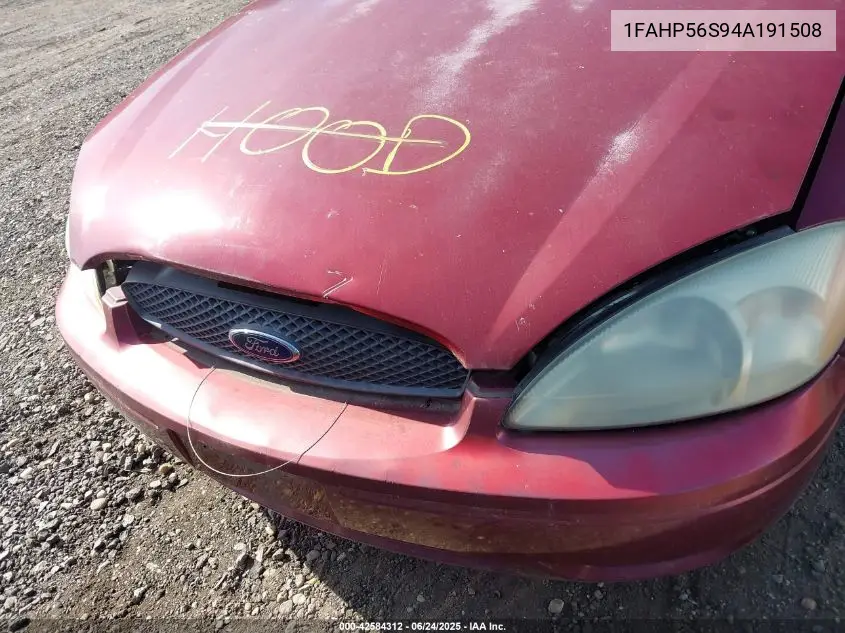 2004 Ford Taurus Sel VIN: 1FAHP56S94A191508 Lot: 42584312
