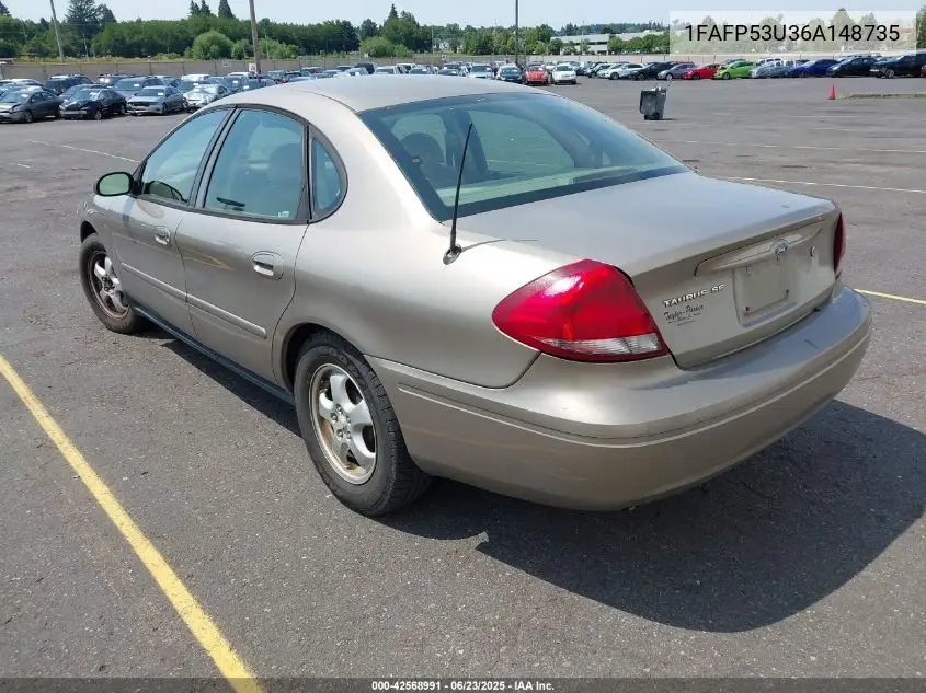 2006 Ford Taurus Se VIN: 1FAFP53U36A148735 Lot: 42568991