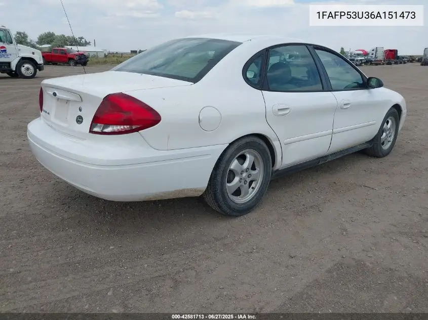 2006 Ford Taurus Se VIN: 1FAFP53U36A151473 Lot: 42581713