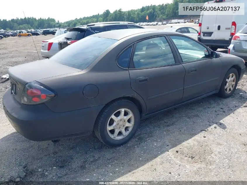 2006 Ford Taurus Sel VIN: 1FAFP56U06A207137 Lot: 42703898