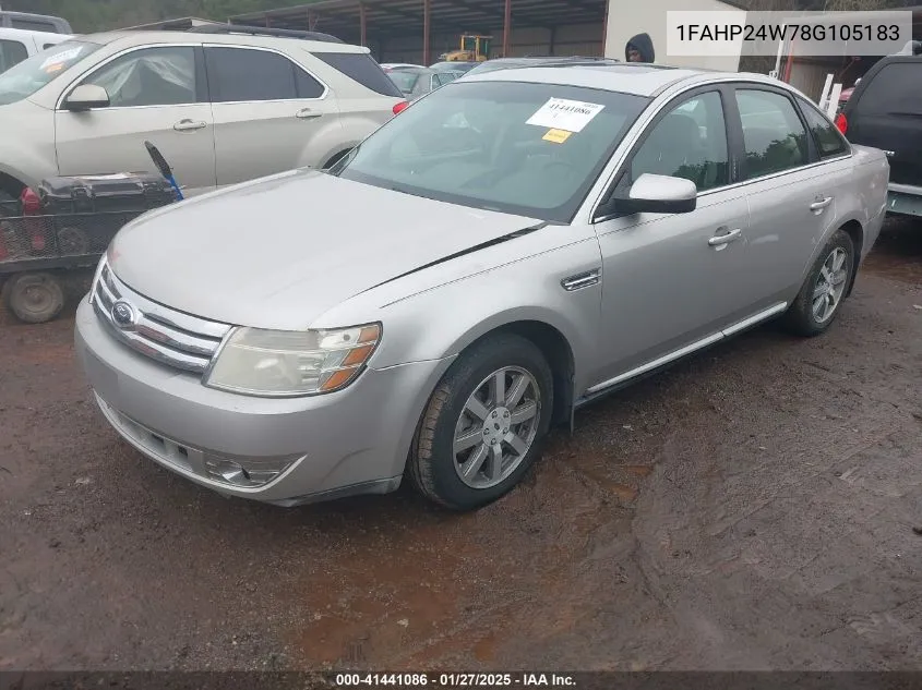 2008 Ford Taurus Sel VIN: 1FAHP24W78G105183 Lot: 41441086