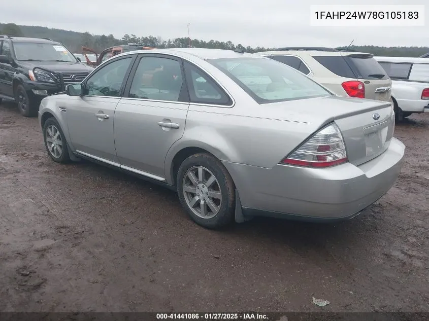 2008 Ford Taurus Sel VIN: 1FAHP24W78G105183 Lot: 41441086