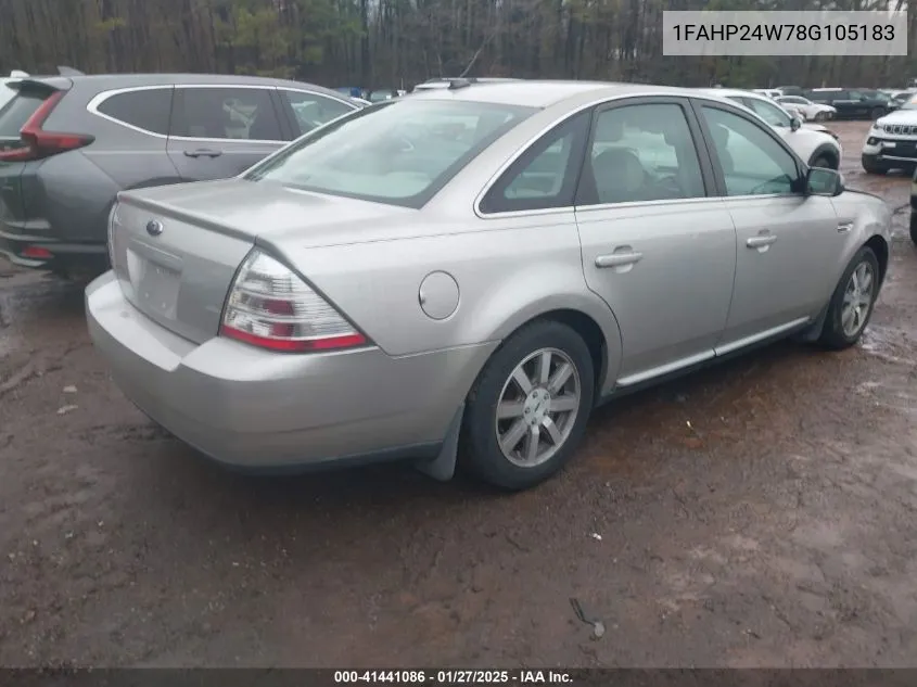 2008 Ford Taurus Sel VIN: 1FAHP24W78G105183 Lot: 41441086