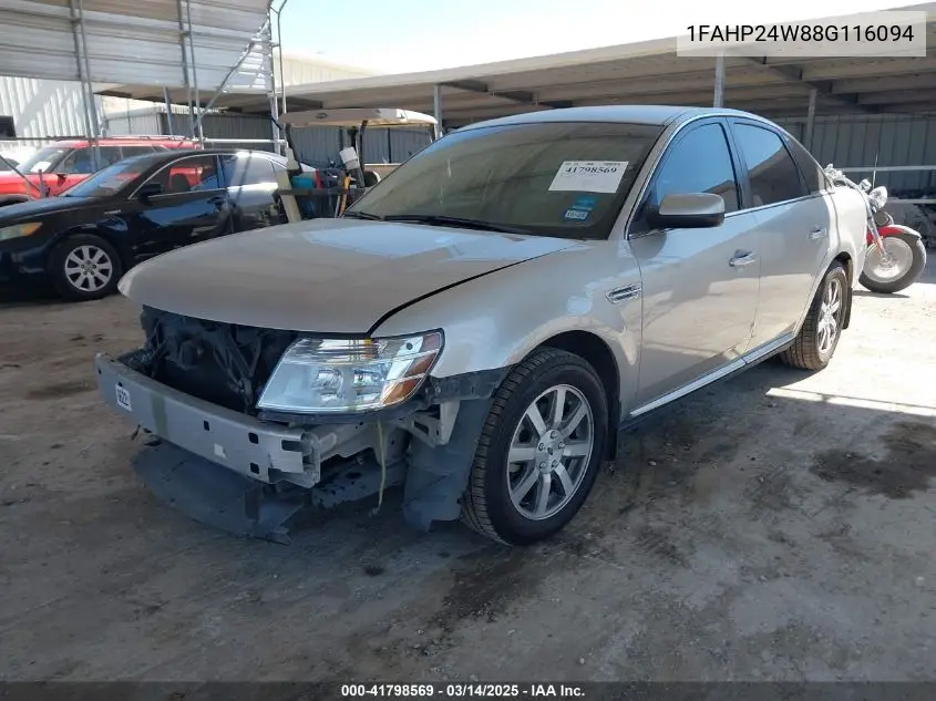 2008 Ford Taurus Sel VIN: 1FAHP24W88G116094 Lot: 41798569