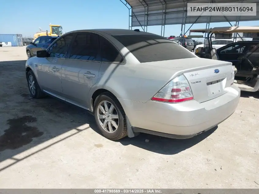 2008 Ford Taurus Sel VIN: 1FAHP24W88G116094 Lot: 41798569