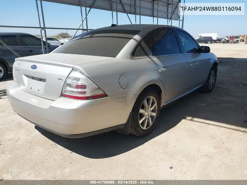 2008 Ford Taurus Sel VIN: 1FAHP24W88G116094 Lot: 41798569