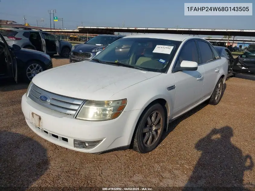 2008 Ford Taurus Sel VIN: 1FAHP24W68G143505 Lot: 41932592
