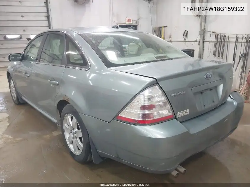 2008 Ford Taurus Sel VIN: 1FAHP24W18G159322 Lot: 42144590