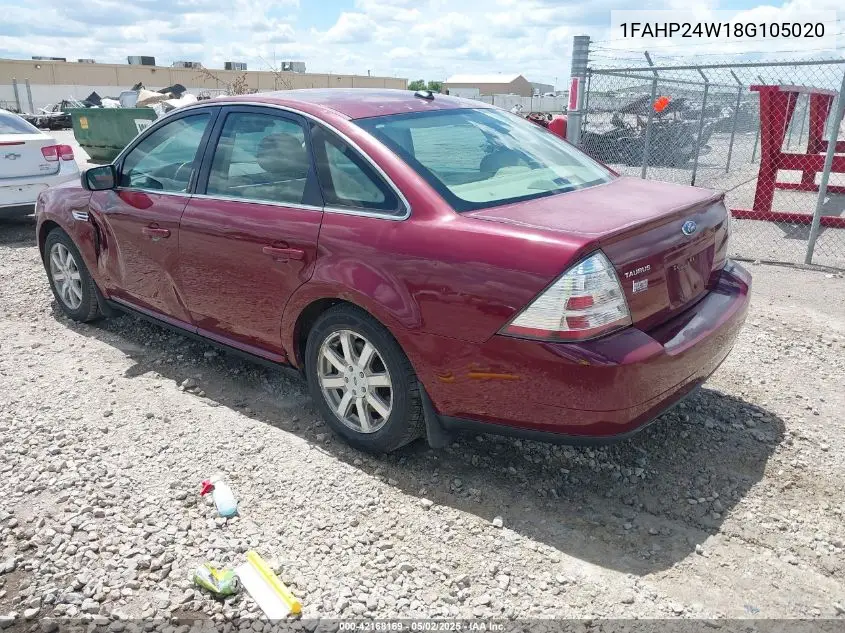 2008 Ford Taurus Sel VIN: 1FAHP24W18G105020 Lot: 42168169