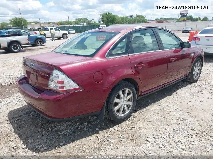 2008 Ford Taurus Sel VIN: 1FAHP24W18G105020 Lot: 42168169