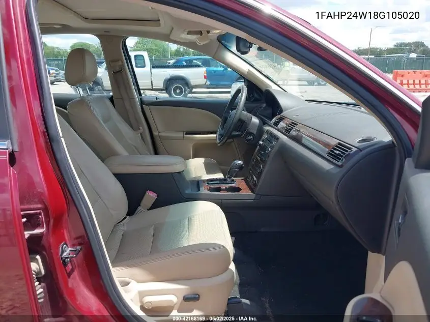 2008 Ford Taurus Sel VIN: 1FAHP24W18G105020 Lot: 42168169