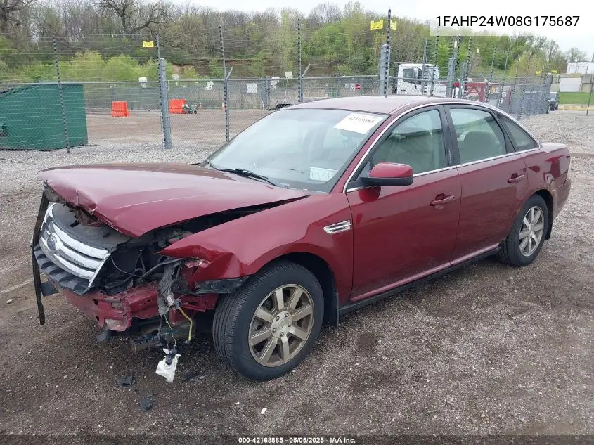 2008 Ford Taurus Sel VIN: 1FAHP24W08G175687 Lot: 42168885